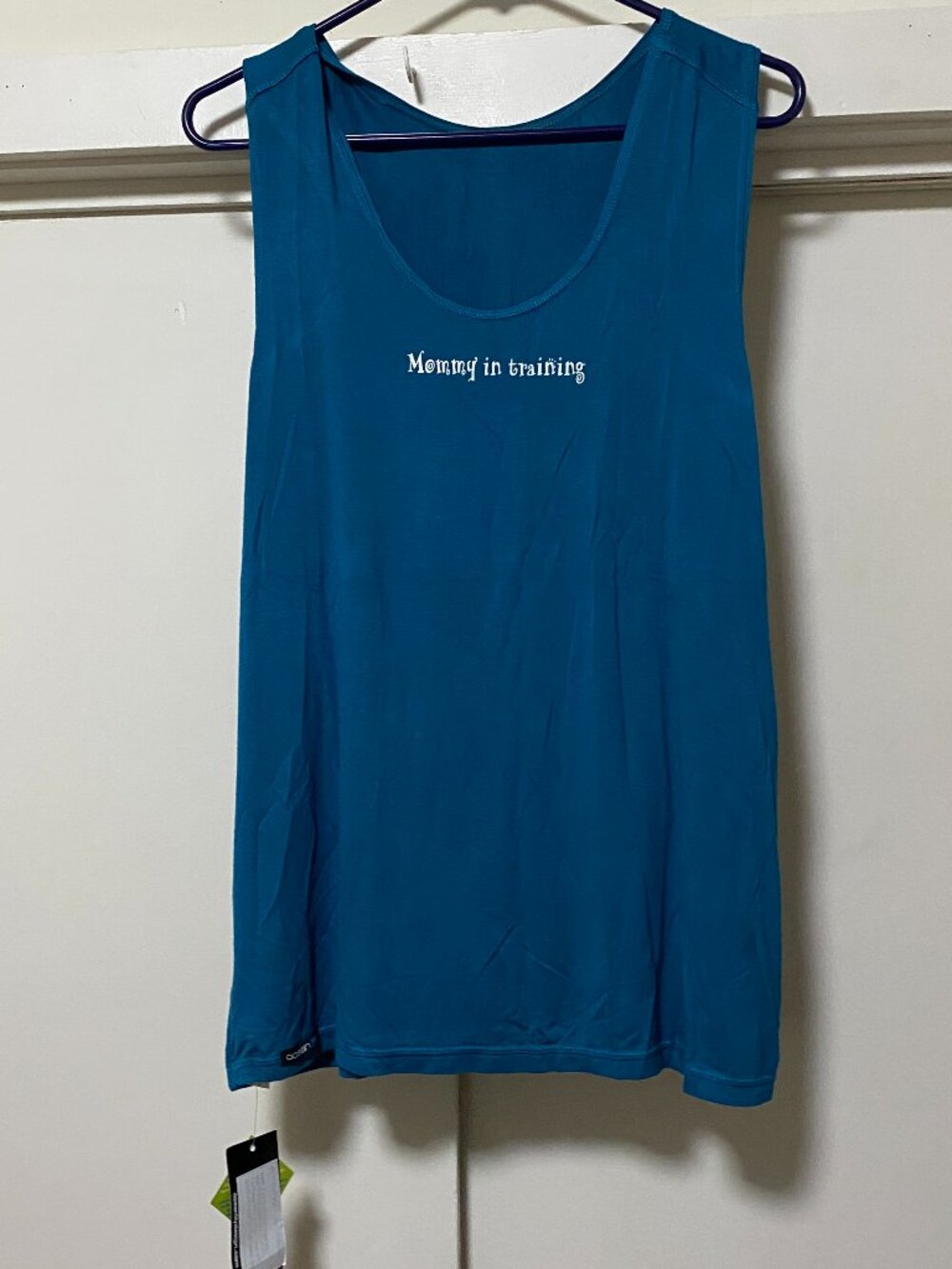 NWT - Ocean Lily, aqua maternity tank w/"Mommy in Training", size XL